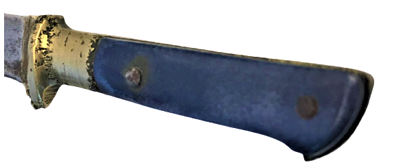 BURSA EL YAPIM  UFAK KINLI MAVİ SAPLI PİRİNC BALCAKLI KAMA 10 CM BOYUNDA