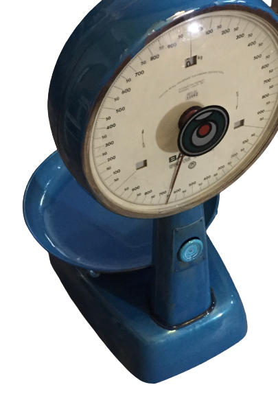 BASTER İBRELİ ESKİ BAKKAL TERAZİSİ YUVARLAK KADRAN YUVARLAK KEFE  MAVİ RENKLİ 10 KG