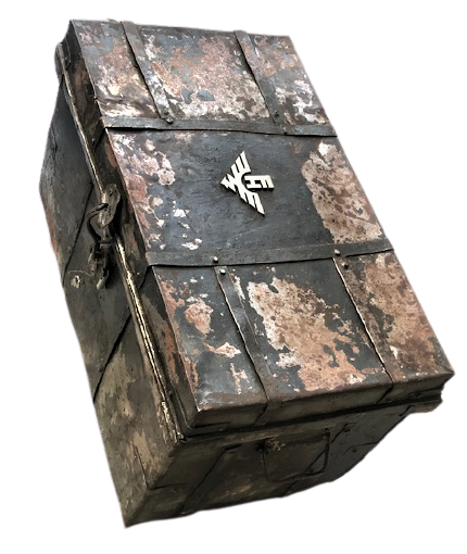 1941 NAZİ ADOLF HİTLER CEPHANE MUHİMMAT SANDIK METAL ÜZERİ NAZİ  ARMALI TAŞIMA KULP VE KİLİT APARATLI ORJİNAL 