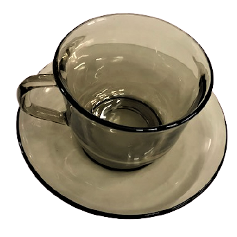 ARCOPAL FRANCE  6 KİŞİLİK CAY TAKIMI ŞEFFAF FÜME RENKDE CAM  FRANSIZ MALI