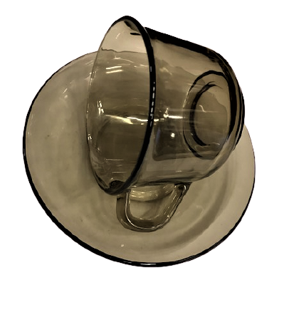 ARCOPAL FRANCE  6 KİŞİLİK CAY TAKIMI ŞEFFAF FÜME RENKDE CAM  FRANSIZ MALI