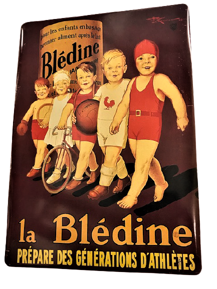 LA BLEDİNE PREPARE DES GENERATIONS D'ANHLETES POUR LES ENFANTS EN BAS AĞE PREMİER ALİMENT APRES LE LAİT BLEDİNE REKLAM TENEKE TABELA 