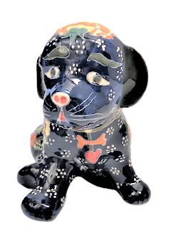 SERAMİK KÖPEK  ÜZERİ EL İŞCİLİKLİ  OSMANLI MOTİFLERİ İLE BEZELİ