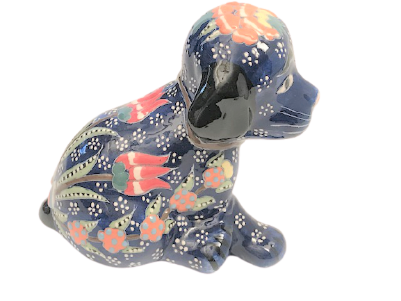 SERAMİK KÖPEK  ÜZERİ EL İŞCİLİKLİ  OSMANLI MOTİFLERİ İLE BEZELİ