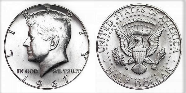 UNIDET STATES AMERİCA HALF DOLLAR 1967 LİBERTY KENNEDY COIN USA CİRCULATED MONEY % 40 GÜMÜŞ % 60 BAKIR KARIŞIMINDANDIR