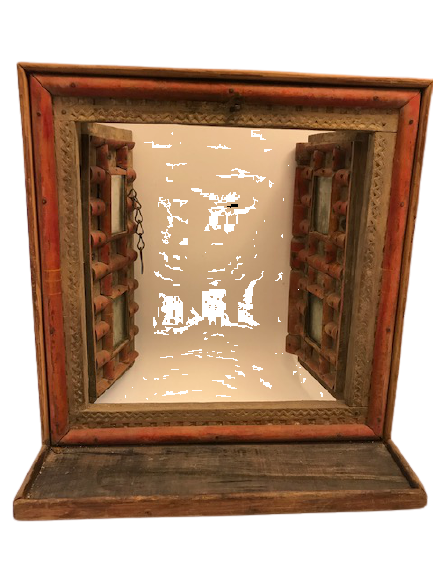 OSMANLI AHŞAP EL İŞCİLİKLİ KANATLI  CİFT TARAFLI PENCERE GELİN DAMAT İÇ ODASI KANATLI PENCERE