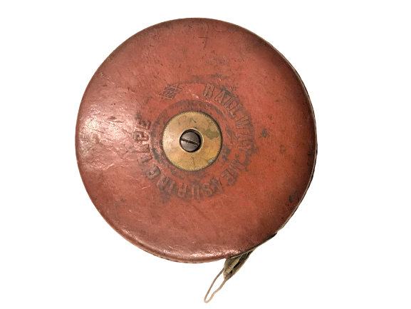 DEMİR YOLLARI CALIŞANLARININ KULLANDIGI DERİ MUHAFAZALI EL DİKİŞLİ PİRİNC CEVİRMELİ MEKANİK BEZ ŞERİT METRE 20 METRELİK