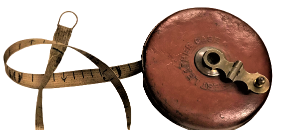 DEMİR YOLLARI CALIŞANLARININ KULLANDIGI DERİ MUHAFAZALI EL DİKİŞLİ PİRİNC CEVİRMELİ MEKANİK BEZ ŞERİT METRE 20 METRELİK