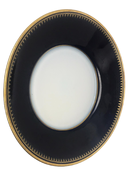 LİMOGES İNSİYALLİ BUYUK BOY KALLAVİ PARLEMENT MAVİSİ TABAK FİNCAN