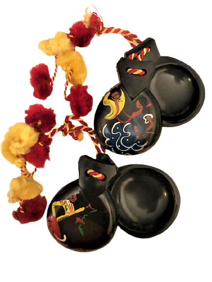 ORJİNAL İSPANYOL FLAMENKO RİTİM ALETİ  KASTANYET CİFT TİK AGACINDAN