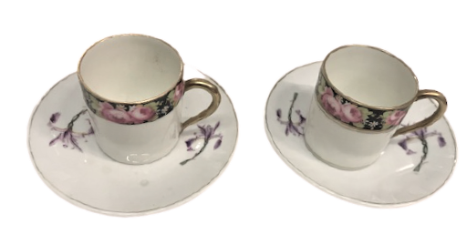 PORSELEN LİMOGES CİFT  TİRYAKİ TABAK VE FİNCANI 