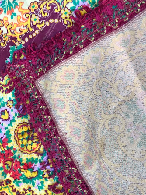 KADİFE FLOŞ MASA ÖRTÜSÜ EL TEZGAHLARINDA DOKUNUR 50 Lİ YILLAR