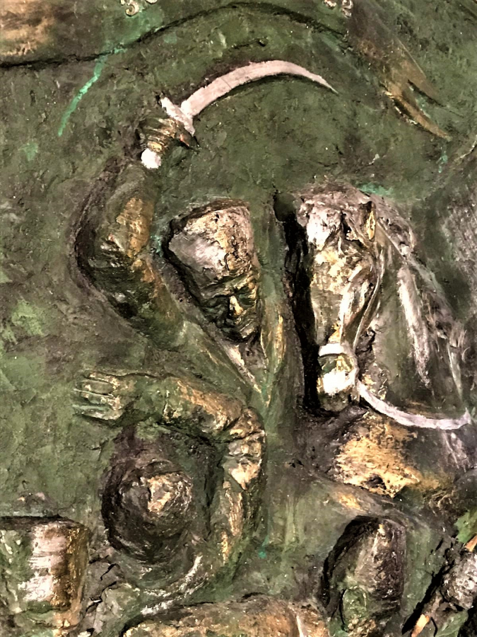 BÜYÜK SANATCIMIZIN RÖLYEF CALIŞMASI SANATCI İMZALI TURHAN VECDİ KARAL BUYUK BOY ÜZERİNDE ÖNEMLİ ZAFER  BAYRAM GÜNLER TARİHLER TEMSİL EDİLMİŞDİR