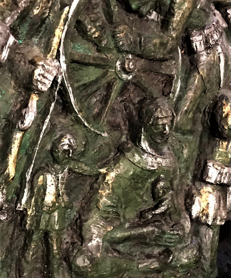 BÜYÜK SANATCIMIZIN RÖLYEF CALIŞMASI SANATCI İMZALI TURHAN VECDİ KARAL BUYUK BOY ÜZERİNDE ÖNEMLİ ZAFER  BAYRAM GÜNLER TARİHLER TEMSİL EDİLMİŞDİR