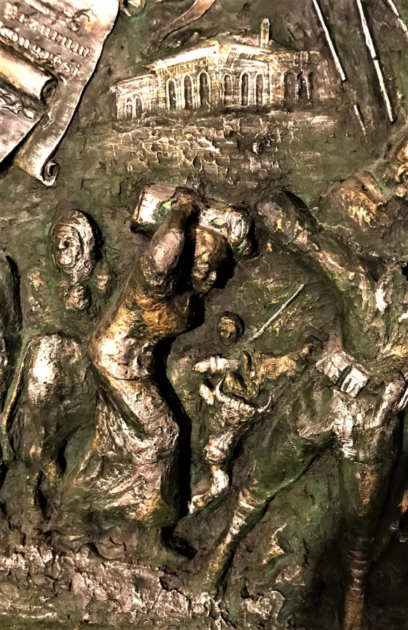 BÜYÜK SANATCIMIZIN RÖLYEF CALIŞMASI SANATCI İMZALI TURHAN VECDİ KARAL BUYUK BOY ÜZERİNDE ÖNEMLİ ZAFER  BAYRAM GÜNLER TARİHLER TEMSİL EDİLMİŞDİR