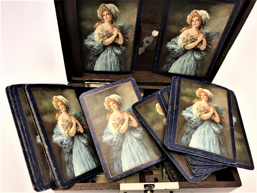 1940 SEYEHAT OYUN SETİ DOMİNO İSKAMBİL KAGIDI CİFT ZAR AHŞAP ORJİNAL KAPAKLI KUTUSUNDA 