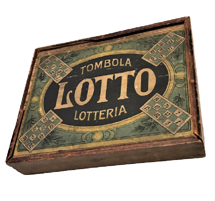 YENİ YIL ŞANS OYUNU TOMBALA TOMBOLA LOTTO LOTTERİA 1940 AHŞAP KUTUSUNDA 