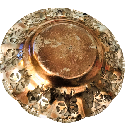 6 ADET  GÜMÜŞ KAPLAMA CAY TABAGI KENAR KISIMLAR GEOMETRİK ŞEKİLLİ