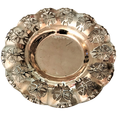 6 ADET  GÜMÜŞ KAPLAMA CAY TABAGI KENAR KISIMLAR GEOMETRİK ŞEKİLLİ