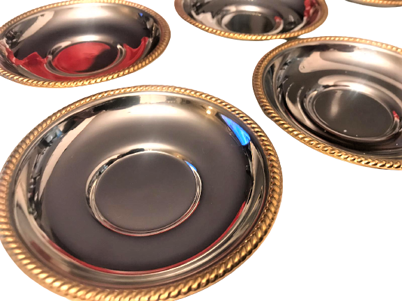 6 ADET JUMBO VENÜS KENARLAR ALTIN KAPLAMA KROMCELİK CAY TABAGI 1.5 YÜKSEKLİK 10 CM CAP