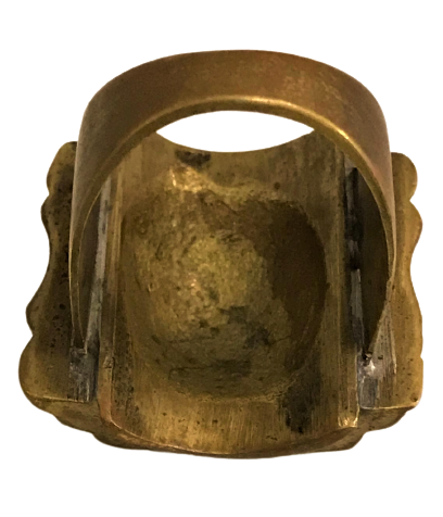 1960 TAMAMI EL YAPIM CIBAN ŞOVALYE PİRİNC ÜZERİ İNCE KALEM İŞLEMELİ ERKEK YÜZÜK