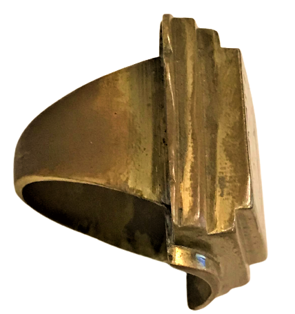 1960 TAMAMI EL YAPIM CIBAN ŞOVALYE PİRİNC ÜZERİ İNCE KALEM İŞLEMELİ ERKEK YÜZÜK