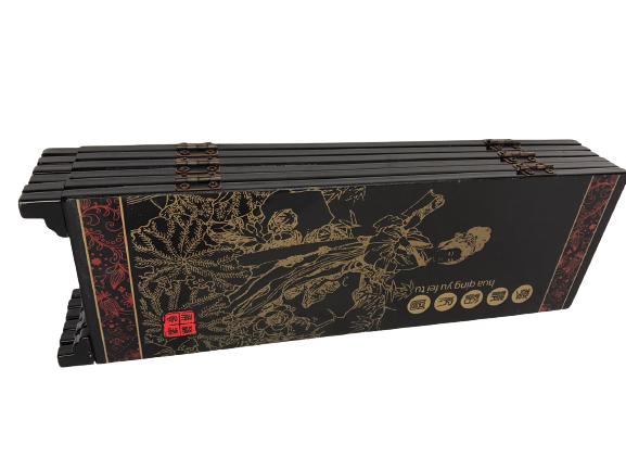 MASA ÜZERİ PARAVAN AHŞAP ÜZERİ  SAF ALTIN EL BOYAMA RESİMLERLE SÜSLEMELİ 6 PARCALI CİFT TARAFLI  LAKE CİLA KAPLI