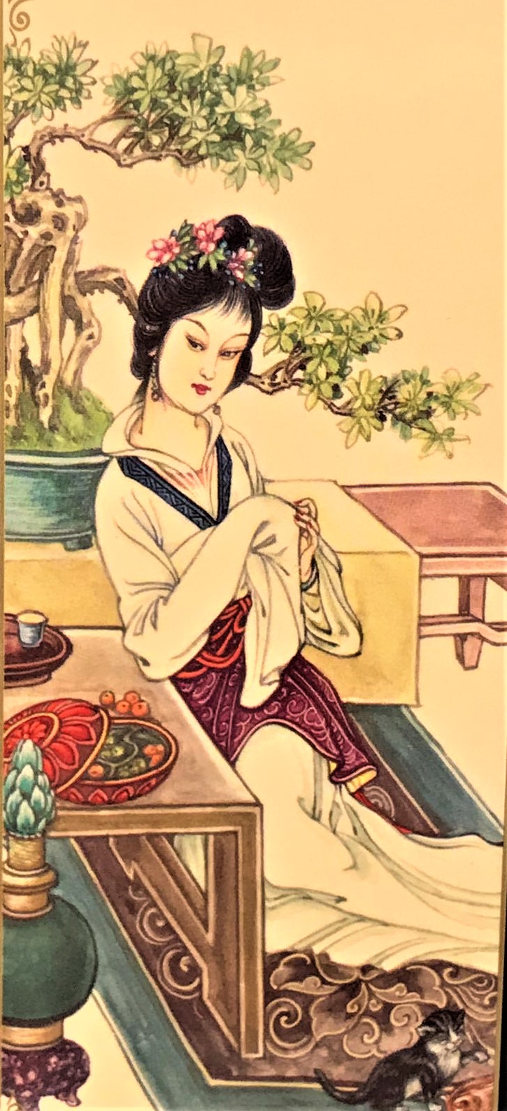 MASA ÜZERİ PARAVAN AHŞAP ÜZERİ  SAF ALTIN EL BOYAMA RESİMLERLE SÜSLEMELİ 6 PARCALI CİFT TARAFLI  LAKE CİLA KAPLI