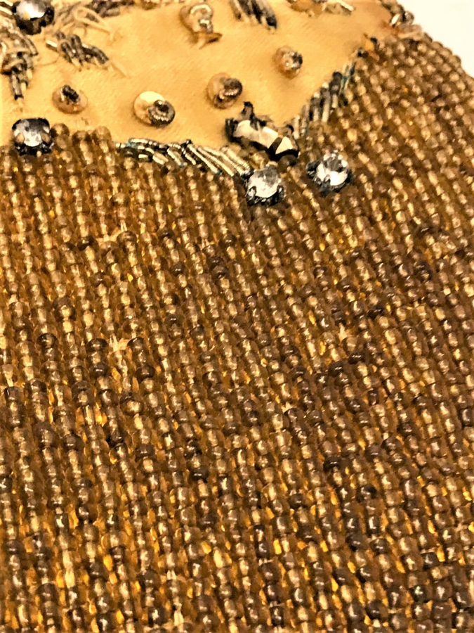 OSMANLI GELİN CANTASI SAFRAN ALTIN SARI BONCUK İŞİ TAMAMEN EL İŞCİLİKLİ