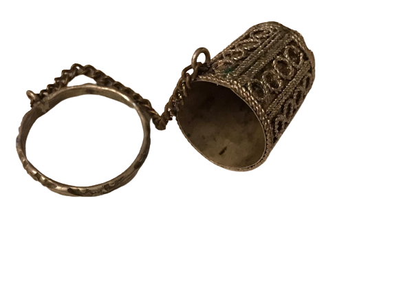 OSMANLI GÜMÜŞ KAPLAMA YÜKSÜK ÜZERİ EL İŞLİ SÜSLEMELİ YÜZÜKLÜ MODEL