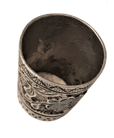 OSMANLI GÜMÜŞ YÜKSÜK ÜZERİ KABARTMA CİCEKLER  İŞLİ SAVATLI MODEL