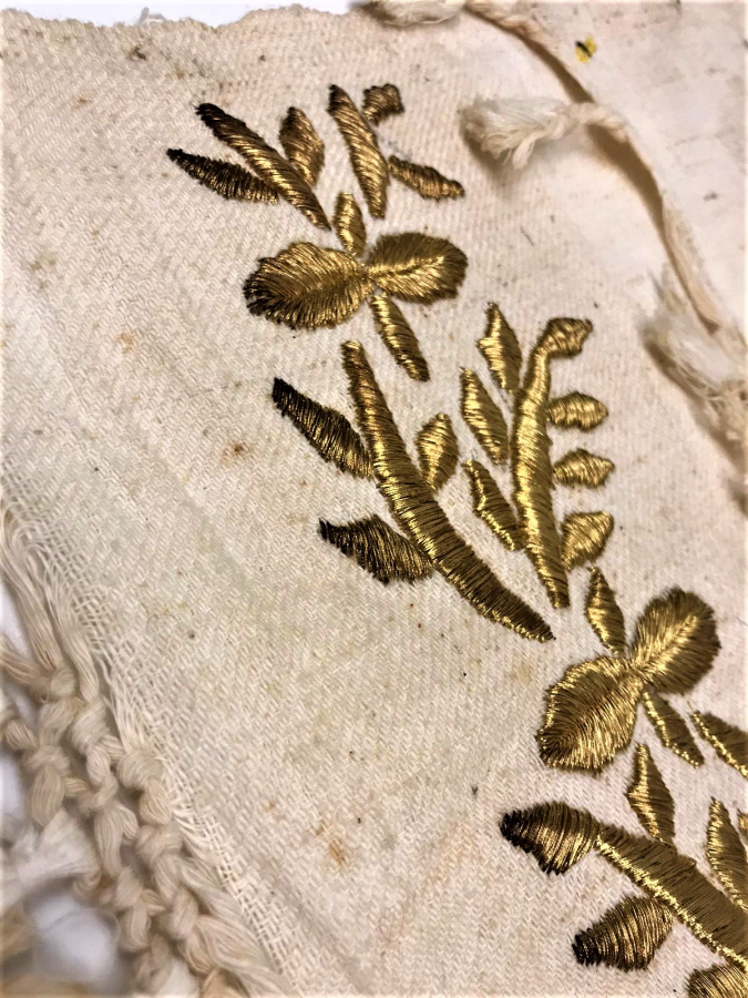 OSMANLI İSTANBUL İŞİ ALTIN TEL KIRMA KOMPLE EL YAPIM HAMAN SACAKLI HAVLU