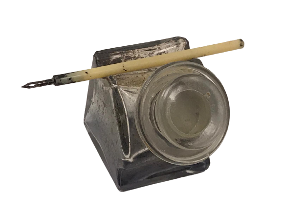 OSMANLI  KAPAKLI MÜREKKEPLİK HOKKA KATALİN DİVİT KALEMİ İLE