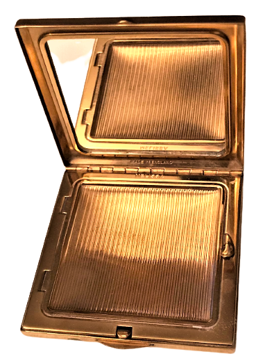 ÜZERİ SEDEF İŞLEMELİ ENGLAND MELİSSA ALTIN KAPLAMA CANTA İÇİ AYNALI KAPAKLI PUDRA KABI