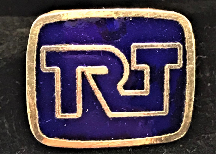 TRT İCİN ÖZEL OLARAK YAPILMIŞ KUTUSUNDA ÜZERİ SICAK MİNELİ ALTIN KAPLAMA MANŞET KOL DÜGMESİ 70 Lİ YILLAR 