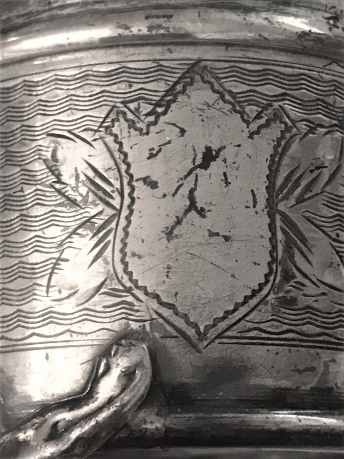 OSMANLI DAMGALI CİFT ISTAKA ÜZERİ KALEM İŞ KENDİ ALTIN  AGIZLI BARDAKLARIYLA