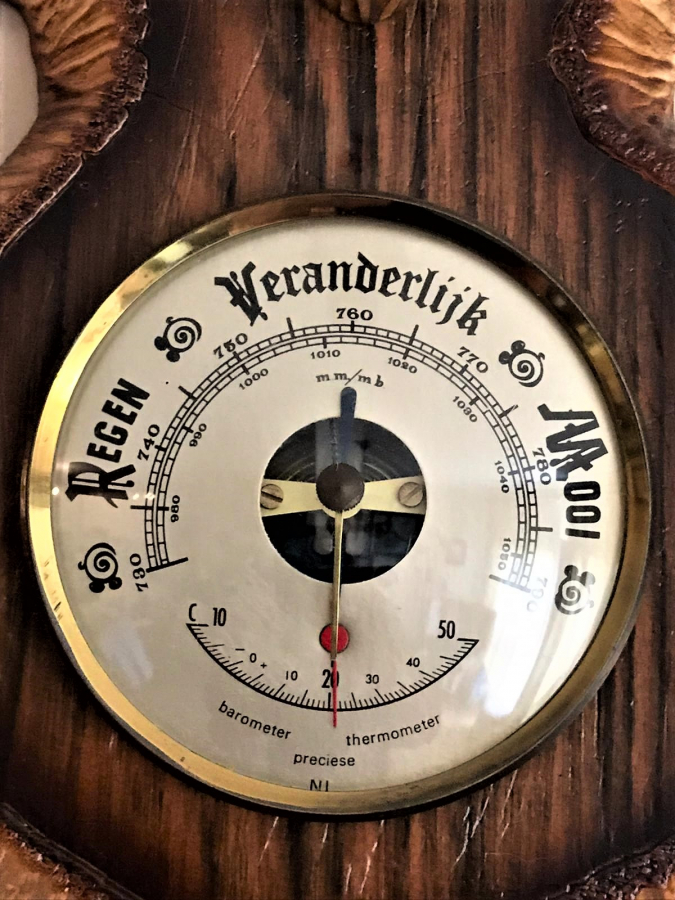 ALMAN MALI 1960 REGEN VERANDERLİJK BOYNUZLU GEYİK BAŞI  FÜGURLU BARAMETRE TERMOMETRO