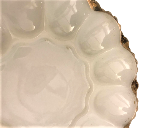 BEYAZ OPALİN KENARLAR ANTIN EL CEKME DİLİMLİ MEYVA SUNUM İKRAM  TABAGI