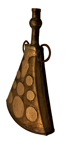 1940 BOSNA İŞİ PİRİNC ÜZERİ DÜŞÜK AYAR GÜMÜŞ TILSIM İŞLEMELİ ARKA TARAF KALEM İŞ  BARUTLUK 