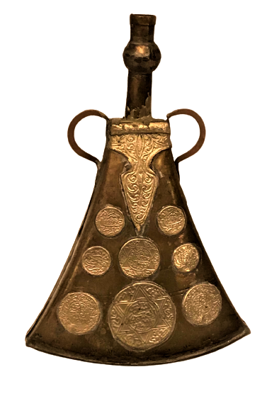 1940 BOSNA İŞİ PİRİNC ÜZERİ DÜŞÜK AYAR GÜMÜŞ TILSIM İŞLEMELİ ARKA TARAF KALEM İŞ  BARUTLUK 