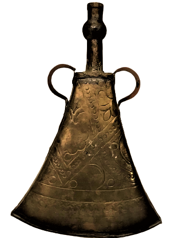 1940 BOSNA İŞİ PİRİNC ÜZERİ DÜŞÜK AYAR GÜMÜŞ TILSIM İŞLEMELİ ARKA TARAF KALEM İŞ  BARUTLUK 