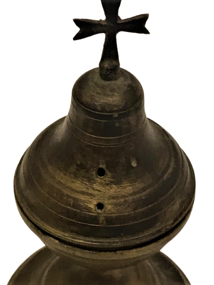 KAPAKLI ÜZERİNDE HAC OLAN PİRİNC HİRİSTIYAN BUHURDAN YÜKSEKLİK 14 CM