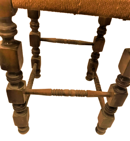 1920 OSMANLI 2 ADET EL ÖRME EGİRME İP İŞİ OTURMA VE DAYANMA YERİ EL TORNA MASİF AHŞAP SANDALYE