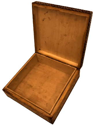 OSMANLI KAPAKLI ÜZERİ GEOMETRİK DESENLİ RENKLİ BOYA AHŞAP DEGERLİ EŞYA KUTUSU