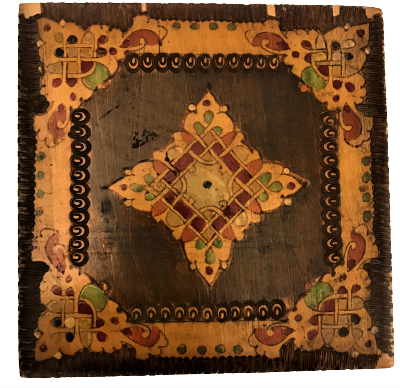 OSMANLI KAPAKLI ÜZERİ GEOMETRİK DESENLİ RENKLİ BOYA AHŞAP DEGERLİ EŞYA KUTUSU