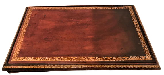 OSMANLI  BORDO RENKDE SARAY İŞİ DERİ KENARLARI SICAK ALTIN BASKI MASA ÜZERİ KAPAKLI SÜMEN