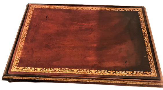 OSMANLI  BORDO RENKDE SARAY İŞİ DERİ KENARLARI SICAK ALTIN BASKI MASA ÜZERİ KAPAKLI SÜMEN