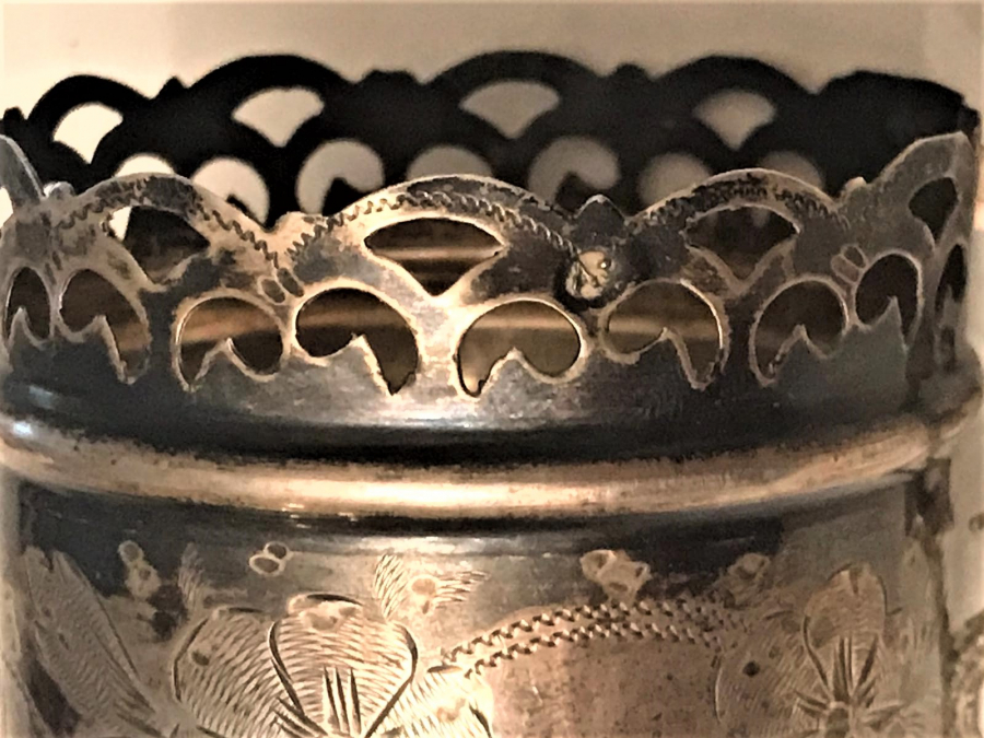 OSMANLI DAMGALI CİFT ISTAKA ÜZERİ KALEM İŞLİ GÜMÜŞ 