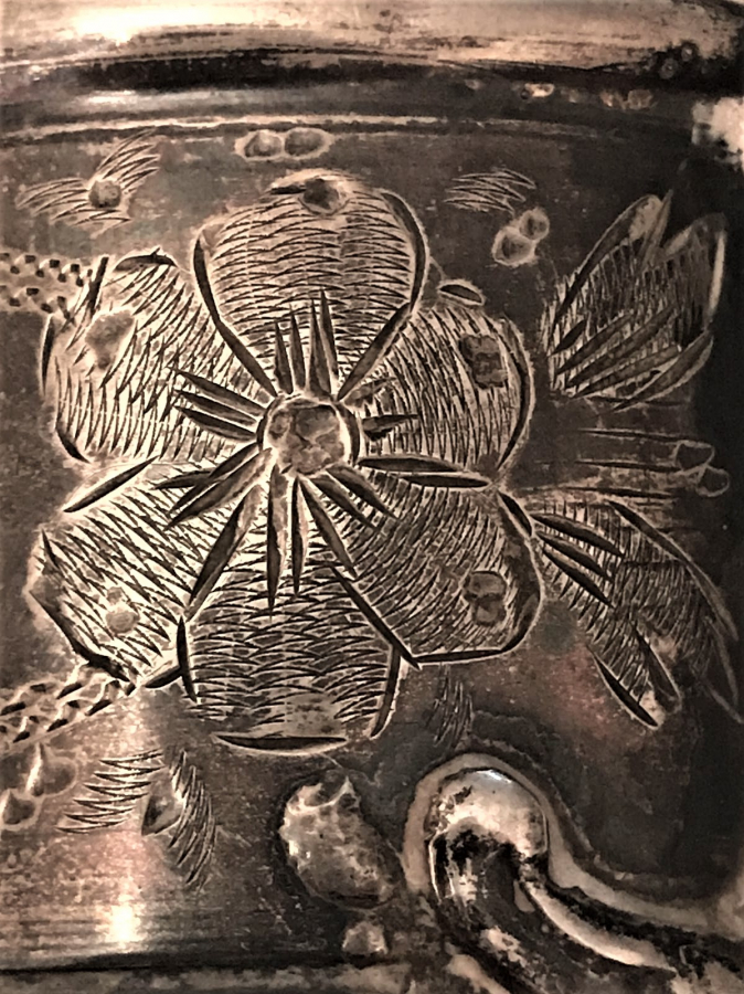 OSMANLI DAMGALI CİFT ISTAKA ÜZERİ KALEM İŞLİ GÜMÜŞ 