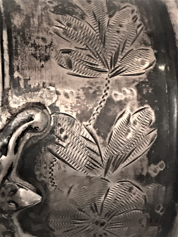 OSMANLI DAMGALI CİFT ISTAKA ÜZERİ KALEM İŞLİ GÜMÜŞ 